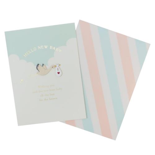 グリーティングカード ウッドパーツベビーカード こうのとり APJ メッセージカード 出産 お祝い 封筒付き メール便可 マシュマロポップ