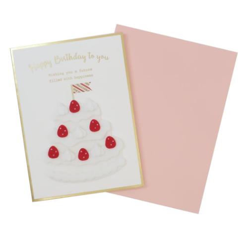 グリーティングカード フェルトケーキバースデーカード フラッグ APJ 誕生日 メッセージカード 封筒付き メール便可 マシュマロポップ