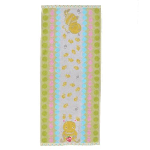 フェイスタオル モコハート MocoHeart ロングタオル ハチ 日繊 お風呂タオル かわいい メール便可 マシ..