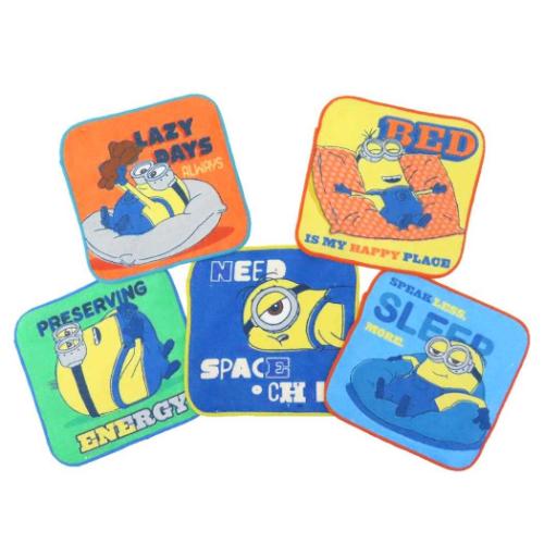 ミニタオル ミニオン ミニタオル5枚組 スリープチーム ユニバーサル映画 丸眞 はんかちタオル5枚セット 入園入学準備雑貨 メール便可 マシュマロポップ