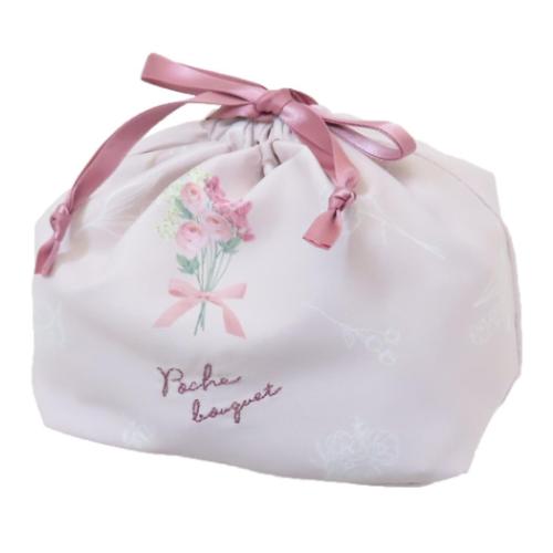 巾着袋 ポシェブーケ ランチ巾着 ピンク クーリア お弁当きんちゃく ランチ雑貨 メール便可 マシュマロ..