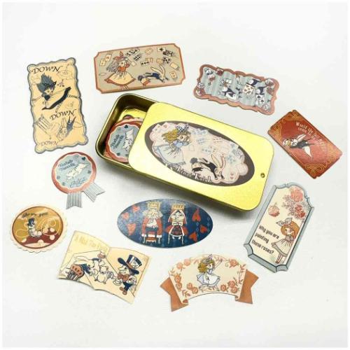 ミニステッカー 不思議なアリス フレークシール缶 Fantasy Forever Alice シール堂印刷 シール ギフト ステッカーセット おしゃれ メール便...