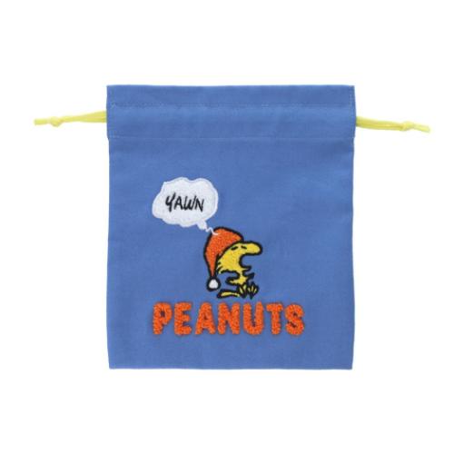 巾着袋 スヌーピー サガラ刺繍巾着 ウッドストック ピーナッツ サンスター文具 収納 ギフト プレゼント メール便可 マシュマロポップ