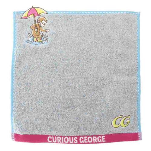 ミニタオル おさるのジョージ ハンカチタオル るんるんレイン 丸眞 汗拭きタオル 絵本メール便可 マシ..