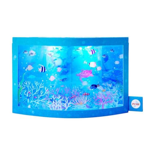 グリーティングカード シヨチユウJSP 66-4 立体ライト&メロディーカード サマー ライト&メロディー 水族館 サンリオ 暑中お見舞い メッセージカード メ...