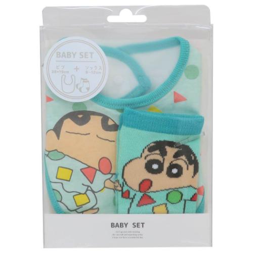 ベビー用品 クレヨンしんちゃん ベビーセット パジャマぎゅっ スモールプラネット プレゼント ギフト スタイ＆赤ちゃん用靴下 アニメメール便可 マシュマロポップのサムネイル