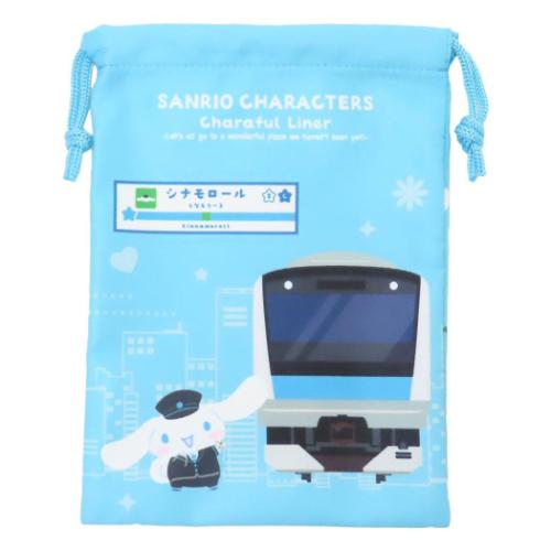 巾着袋 シナモロール 巾着 キャラフルライナー サンリオ ヒューネット きんちゃくポーチ 小物入れ メール便可 マシュマロポップ