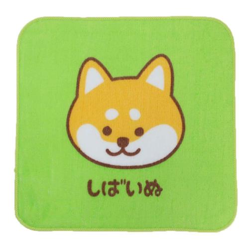 ミニタオル ワンワンワールド プリントミニハンカチ しばいぬ いぬ 犬飼タオル 汗拭きタオル かわいい メール便可 マシュマロポップ
