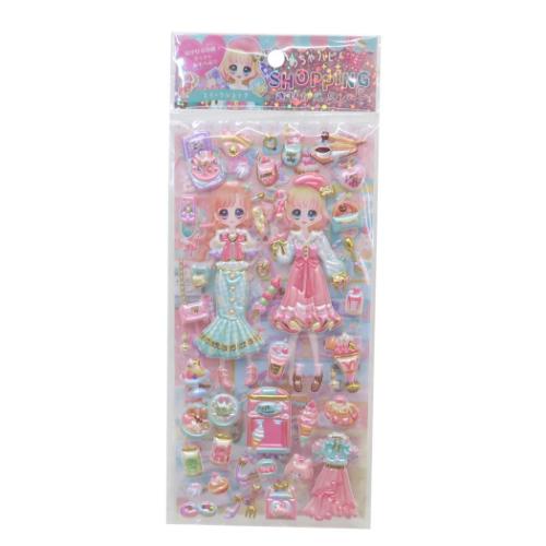 きせかえシール めちゃハピショッピングきせかえシール スイーツショップ クーリア 着せ替えシール 女の子向け DECOシール メール便可 マシュマロポップ