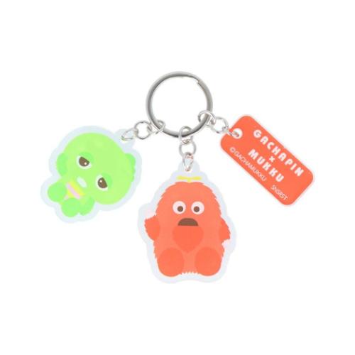 キーリング ガチャピン＆ムック 3連アクリルキーホルダー A サンスター文具 プレゼント アクキー メール便可 マシュマロポップ