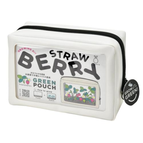 栽培キット グリーンポーチ 白 ワイルドストロベリー 聖新陶芸 栽培セット ハーブ 屋内 家庭菜園 プレゼント マシュマロポップ