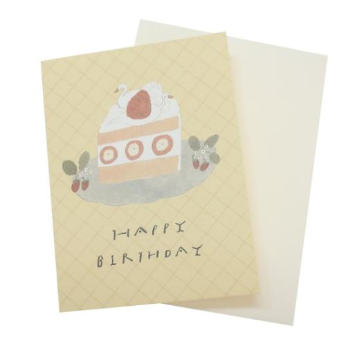 グリーティングカード トビマツ ショウイチロウ ミニメッセージカード バースデー スワンのケーキ アクティブコーポレーション 封筒付き かわいい メール便可 マ...