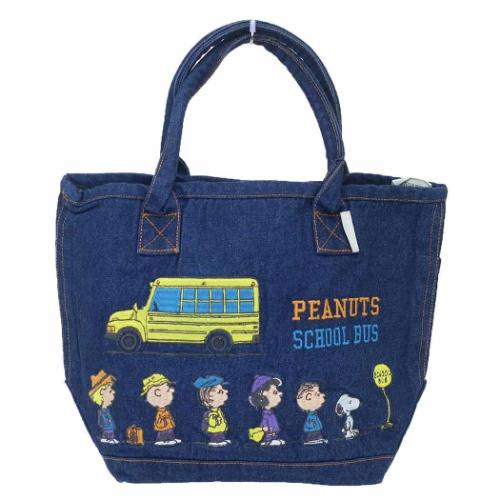 ランチバッグ スヌーピー IPデリ デニム PEANUTS 9N School Bus ピーナッツ ルートート お弁当かばん ..