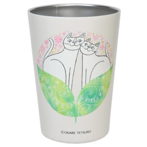 保温保冷コップ おかべてつろう 2WAY真空二重タンブラー 450ml きみのとなりはしあわせのとなり 東亜金..