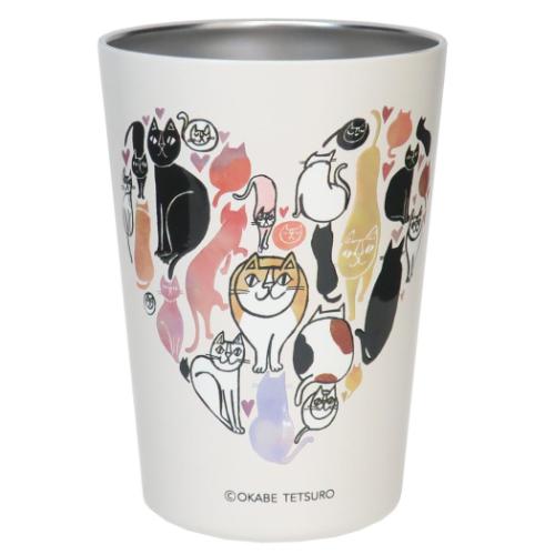 保温保冷コップ おかべてつろう 2WAY真空二重タンブラー 450ml みんなでハートをつくりましょう 東亜金..