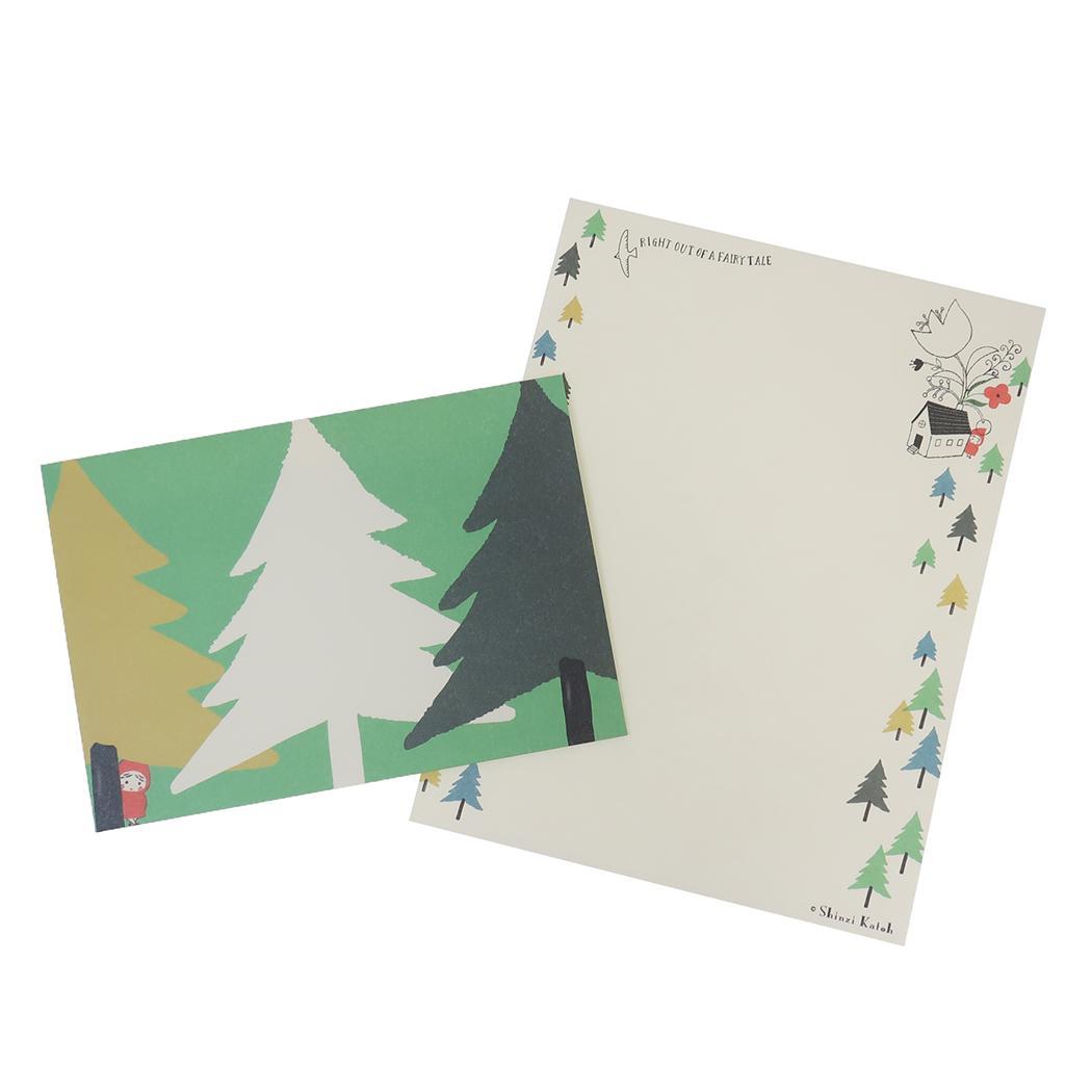 手紙セット レターセット 赤ずきん 狼とかくれんぼ 木野瀬印刷 便箋&封筒 かわいい メール便可 マシュマロポップ