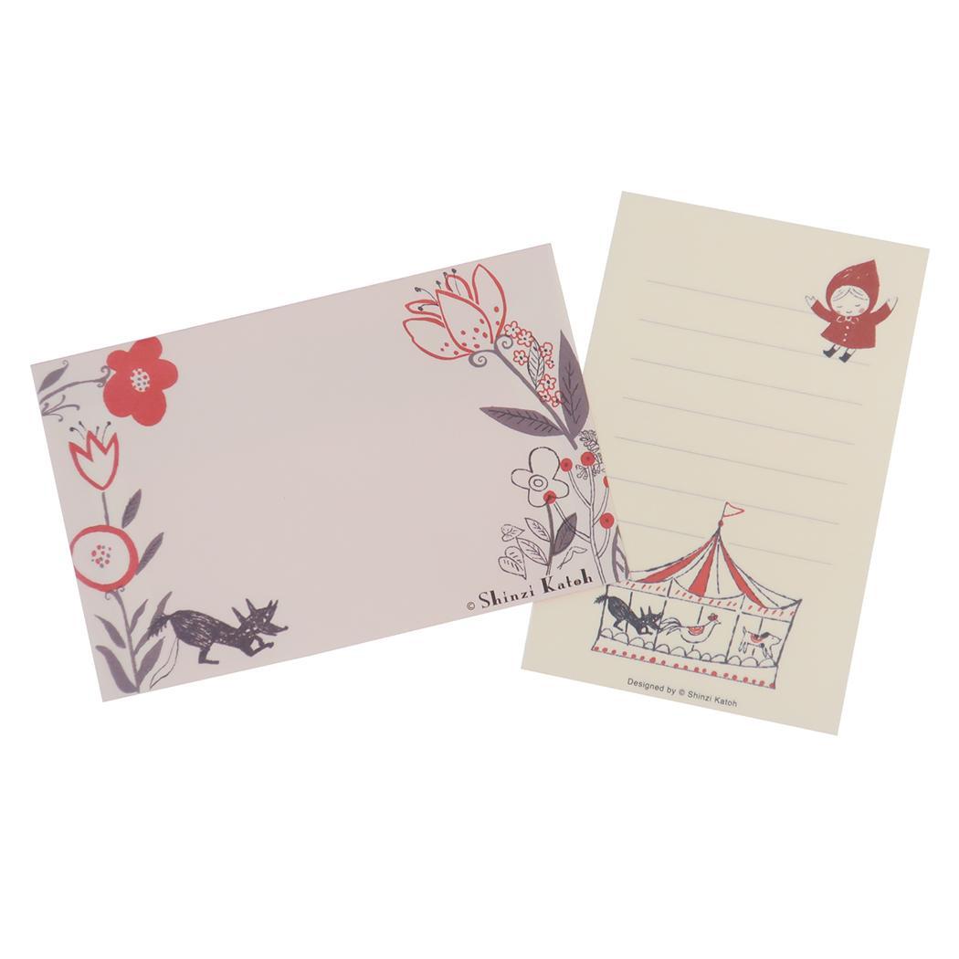 手渡し手紙セット ミニレターセット 赤ずきん メリーゴーランド 木野瀬印刷 ミニ便箋&ミニ封筒 かわいい メール便可 マシュマロポップ
