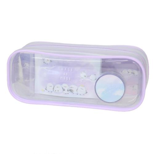 文房具セット クリアペンポーチ文具ギフトセット パープル クーリア プレゼント 筆箱 ペンケース かわ..