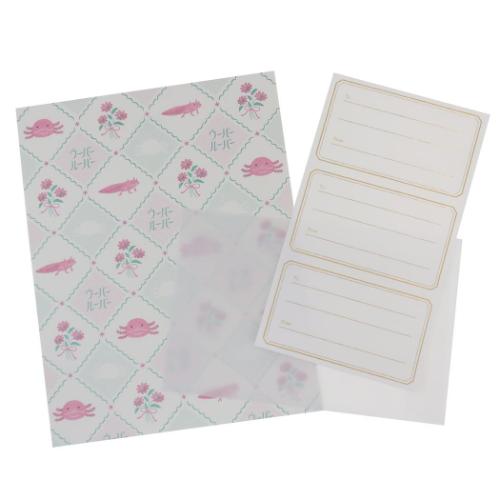 手紙セット アニマル百貨店 レターセット ウーパールーパー どうぶつ Green Flash 便箋&封筒 かわいい メール便可 マシュマロポップ