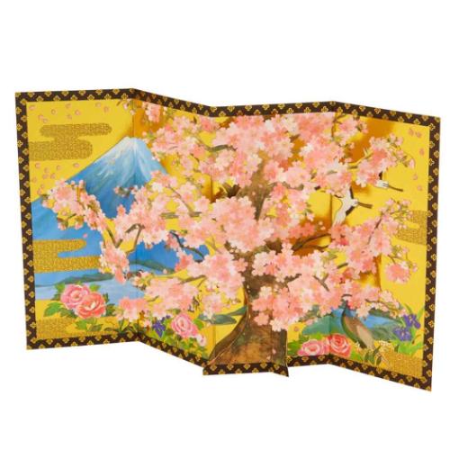 グリーティングカード ワフウ JXJ28-4 和風クリスマス 桜びょうぶ サンリオ プレゼント ポップアップ メール便可 マシュマロポップ