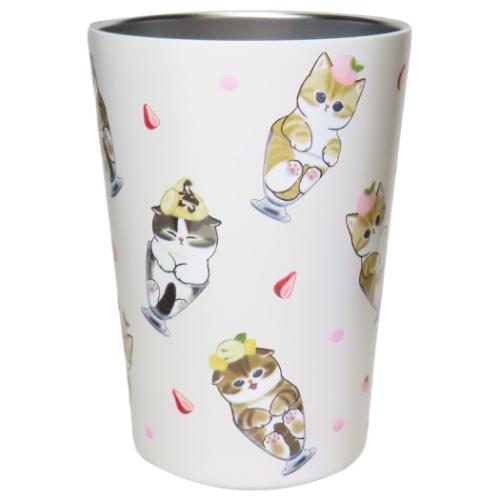 保温保冷コップ モフサンド 2WAY 真空二重タンブラーM 450ml 猫パフェ mofusand 東亜金属 ステンレス ..
