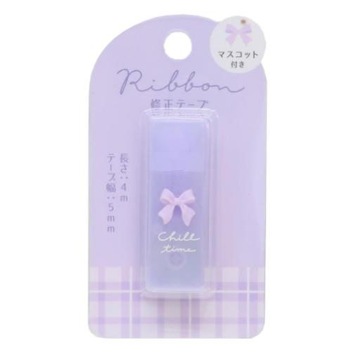修正テープ リボンマスコット付き修正テープ パープル クーリア 新学期準備文具 かわいい メール便可 ..