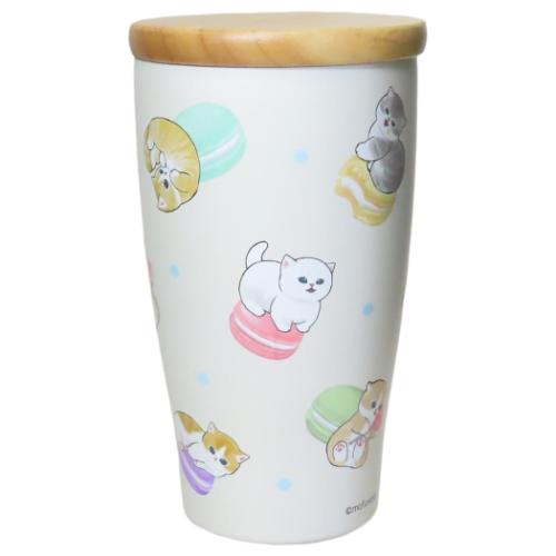 保温保冷コップ モフサンド 木蓋付きステンレスタンブラー 350ml マカロン mofusand 東亜金属 フタ付き マシュマロポップ