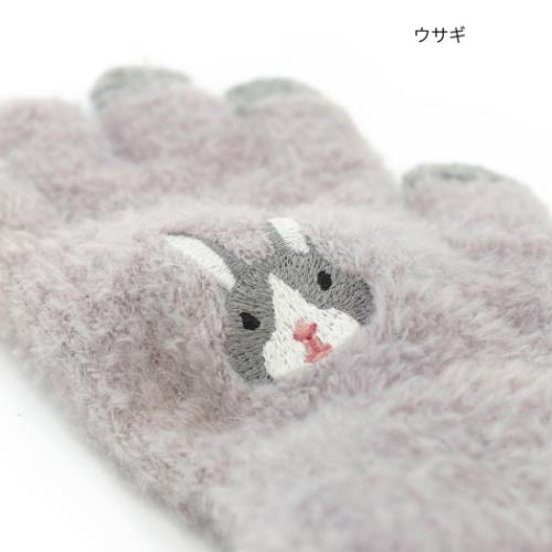 手袋 アニマルスマホ手袋 ウサギ アニマル トモコーポレーション 防寒用品 レディース手袋 5本指タイプ ウォーマー雑貨 マシュマロポップ