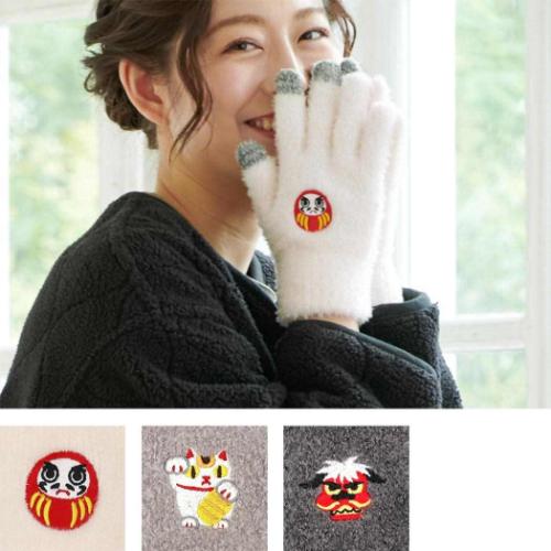 手袋 アニマルスマホ手袋 なごみ マネキネコ アニマル トモコーポレーション 防寒用品 レディース手袋 5本指タイプ ウォーマー雑貨 マシュマロポップ
