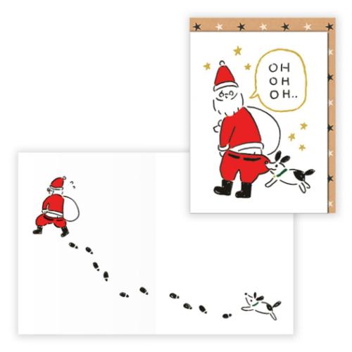 クリスマスカード 二つ折りカード おっサンタと犬2 日本ホールマーク Xmas メッセージカード メール便可 マシュマロポップ