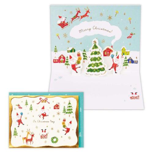 クリスマスカード キュートカード 立体カード Xmas P サンタ2 日本ホールマーク Xmas メッセージカード メール便可 マシュマロポップ