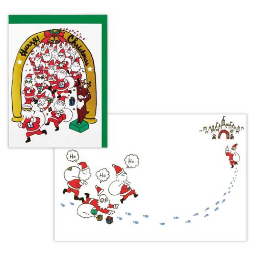 クリスマスカード 二つ折りカード おっサンタマラソン 日本ホールマーク Xmas メッセージカード メール便可 マシュマロポップ
