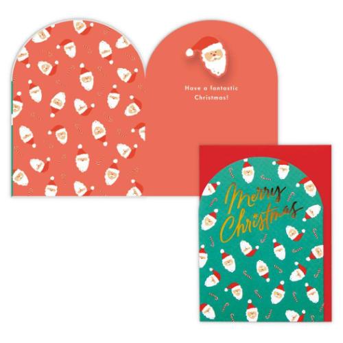 クリスマスカード 海外デザインカード バネサンタフェイス 日本ホールマーク Xmas メッセージカード メール便可 マシュマロポップ