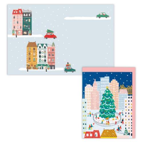 クリスマスカード 海外デザインカード カラフルクリスマスタウン 日本ホールマーク Xmas メッセージカード メール便可 マシュマロポップ