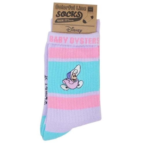女性用靴下 ふしぎの国のアリス カラフルラインソックス レディース ヤングオイスター ひらり ディズニー スモールプラネット かわいい メール便可 マシュマロポップ