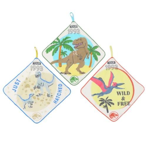 ループタオル ジュラシックワールド ループ付きタオル 3枚組 ゆるダイナソー 恐竜 丸眞 入園入学準備雑貨 映画メール便可 マシュマロポップ