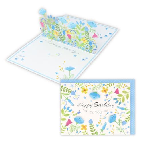 グリーティングカード 誕生お祝い 立体カード Blooming青いお花2 日本ホールマーク バースデーカード メッセージカード メール便可 マシュマロポップ