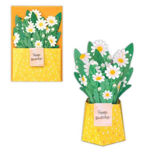 グリーティングカード 誕生お祝い 立体カード US PPホワイトフラワー 日本ホールマーク バースデーカード メッセージカード メール便可 マシュマロポップ