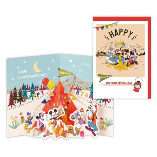 グリーティングカード ディズニー 誕生お祝い 立体カード DN仲間たち キャンプ 日本ホールマーク バースデーカード メッセージカード メール便可 マシュマロポ...