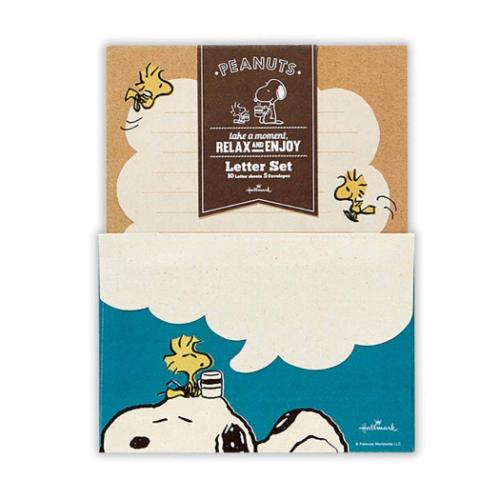 手紙セット スヌーピー レターセット SNブルーリラックス2 ピーナッツ 日本ホールマーク 便箋&封筒 かわいい メール便可 マシュマロポップ
