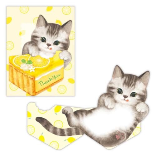 ミニカード ありがとう アメリカンショートヘア 日本ホールマーク サンキューカード メッセージカード メール便可 マシュマロポップ