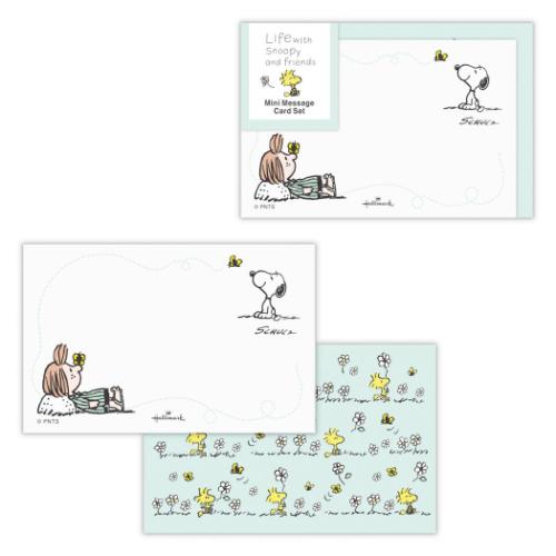 メッセージカード スヌーピー ミニメッセージカードセット 4枚セット SNセットLFグリーン ピーナッツ 日本ホールマーク プレゼントカード カード&封筒 多目...