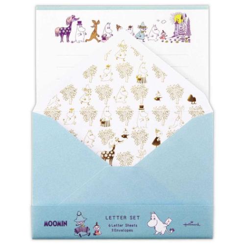 手紙セット ムーミン レターセット MOHNグリーン Happy in Nature 北欧 日本ホールマーク 便箋&封筒 かわいい メール便可 マシュマロポップ
