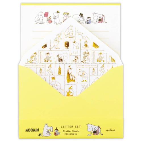 手紙セット ムーミン レターセット MOHNイエロー Happy in Nature 北欧 日本ホールマーク 便箋&封筒 かわいい メール便可 マシュマロポップ