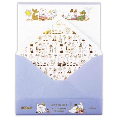 手紙セット ムーミン レターセット MOHNブルー Happy in Nature 北欧 日本ホールマーク 便箋&封筒 かわいい メール便可 マシュマロポップ
