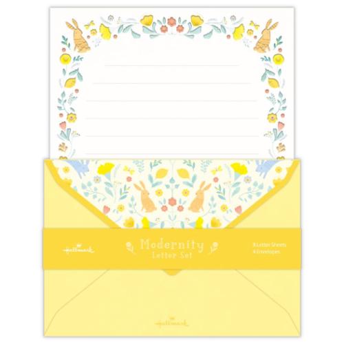 手紙セット レターセット モダニティーレターレモンイエロー 日本ホールマーク 便箋&封筒 かわいい メール便可 マシュマロポップ