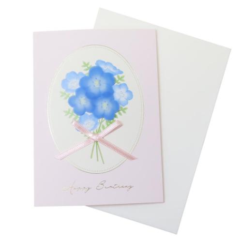 グリーティングカード トレペフラワーカード バースデー ネモフィラ アクティブコーポレーション メッセージカード ギフトカード お祝い 封筒付き メール便可 マ...