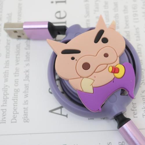 充電コード クレヨンしんちゃん リール式マルチ充電ケーブル ぶりぶりざえもん ユニック 多機種対応 アニメメール便可 マシュマロポップ