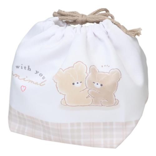 ランチ巾着 お弁当きんちゃくポーチ WITH YOU ANIMAL カミオジャパン 新学期準備 かわいい メール便可 ..