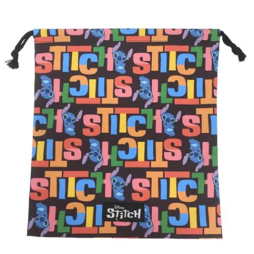 巾着袋 スティッチ きんちゃくポーチ大 黒 新入学 ディズニー アートウエルド 体操服入れ メール便可 ..